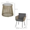 SET 2 POLTRONCINE CON TAVOLINO DA ESTERNO IN PE RATTAN CACHI E GRIGIO