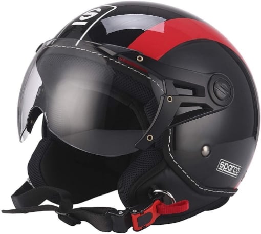 CASCO SPARCO SP501 DEMI-JET NERO E ROSSO MISURA S