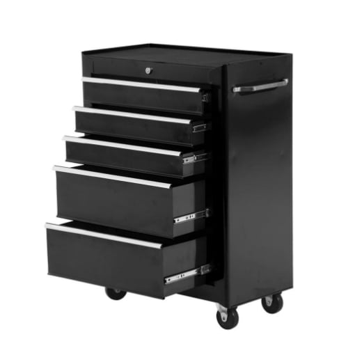 CARRELLO CASSETTIERA PORTA UTENSILI PER OFFICINA, NERO, 61.5X33X85CM