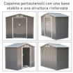 CABINA CASETTA DA GIARDINO PORTA UTENSILI IN LAMIERA DI FERRO GRIGIO 213X127X185CM