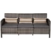 DIVANO 3 POSTI DA ESTERNI IN PE RATTAN CON CUSCINI A RIGHE GRIGIO 173X68X78CM