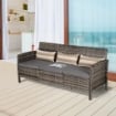 DIVANO 3 POSTI DA ESTERNI IN PE RATTAN CON CUSCINI A RIGHE GRIGIO 173X68X78CM