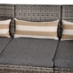 DIVANO 3 POSTI DA ESTERNI IN PE RATTAN CON CUSCINI A RIGHE GRIGIO 173X68X78CM