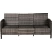 DIVANO 3 POSTI DA ESTERNI IN PE RATTAN CON CUSCINI A RIGHE GRIGIO 173X68X78CM