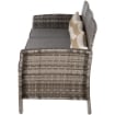 DIVANO 3 POSTI DA ESTERNI IN PE RATTAN CON CUSCINI A RIGHE GRIGIO 173X68X78CM