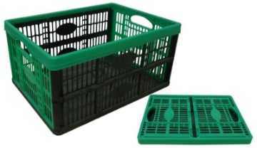 CESTA CASSETTA PIEGHEVOLE 32 LT IN PLASTICA COLORATA CON MANICI SALVASPAZIO