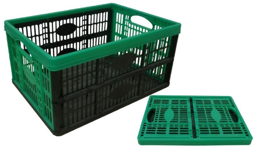 CESTA CASSETTA PIEGHEVOLE 32 LT IN PLASTICA COLORATA CON MANICI SALVASPAZIO