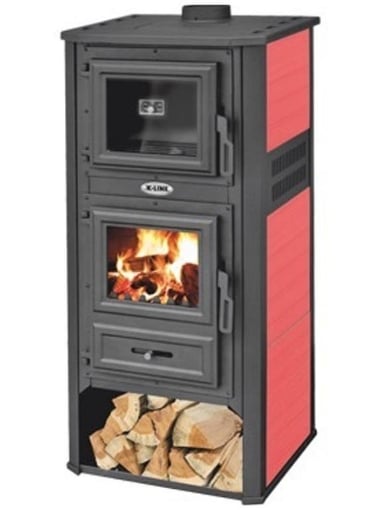 STUFA A LEGNA NIKLAS KALOROSA K-LINE 13 KW CON FORNO ROSSO