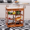 CARRELLO DA CUCINA MULTIUSO IN LEGNO DI PINO CON 4 RUOTE E CASSETTI 74X37X75CM, MARRONE CHIARO