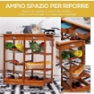 CARRELLO DA CUCINA MULTIUSO IN LEGNO DI PINO CON 4 RUOTE E CASSETTI 74X37X75CM, MARRONE CHIARO