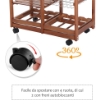 CARRELLO DA CUCINA MULTIUSO IN LEGNO DI PINO CON 4 RUOTE E CASSETTI 74X37X75CM, MARRONE CHIARO