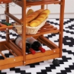 CARRELLO DA CUCINA MULTIUSO IN LEGNO DI PINO CON 4 RUOTE E CASSETTI 74X37X75CM, MARRONE CHIARO