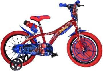 BICICLETTA 14 POLLICI SPIDER MAN BAMBINO MTB MOUNTAIN BIKE CON ROTELLE