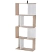 LIBRERIA DI DESIGN MODERNO 4 RIPIANI LEGNO NATURALE E BIANCO, 60X24X148CM