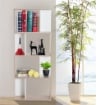 LIBRERIA DI DESIGN MODERNO 4 RIPIANI LEGNO NATURALE E BIANCO, 60X24X148CM