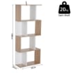 LIBRERIA DI DESIGN MODERNO 4 RIPIANI LEGNO NATURALE E BIANCO, 60X24X148CM