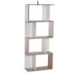 LIBRERIA DI DESIGN MODERNO 4 RIPIANI LEGNO NATURALE E BIANCO, 60X24X148CM