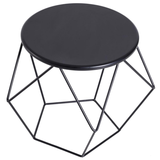 TAVOLINO GEOMETRICO DI DESIGN IN ACCIAIO, NERO, 54X54X44CM