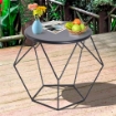 TAVOLINO GEOMETRICO DI DESIGN IN ACCIAIO, NERO, 54X54X44CM