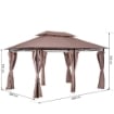 GAZEBO IN ACCIAIO CON DOPPIO TETTO E TENDE IMPERMEABILI COLOR CACHI 4 X 3 M