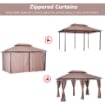 GAZEBO IN ACCIAIO CON DOPPIO TETTO E TENDE IMPERMEABILI COLOR CACHI 4 X 3 M