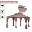 GAZEBO IN ACCIAIO CON DOPPIO TETTO E TENDE IMPERMEABILI COLOR CACHI 4 X 3 M
