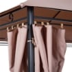 GAZEBO IN ACCIAIO CON DOPPIO TETTO E TENDE IMPERMEABILI COLOR CACHI 4 X 3 M