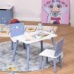 TAVOLO CON SEDIE BAMBINI E BAMBINE 2-6 ANNI IN LEGNO AZZURRO E BIANCO