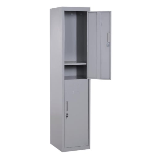 ARMADIETTO GUARDAROBA IN ACCIAIO 4 RIPIANI 2 PORTE CON CHIUSURA DI SICUREZZA GRIGIO 38X46X180CM