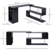 SCRIVANIA ANGOLARE PER COMPUTER CON SCAFFALI ROUTAZIONE A 360° FORMA L IN LEGNO