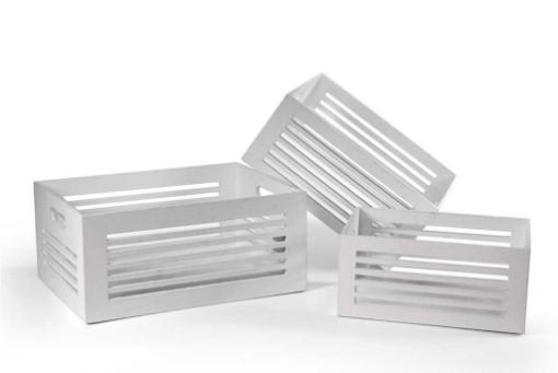 SET 3 CASSETTE BIANCHE DECORATIVE REALIZZATE IN LEGNO