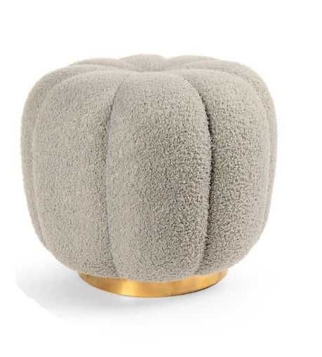 POUF TEDDY CONTENITORE CON BASE ORO 45X45X43 CM COLORE BEIGE 