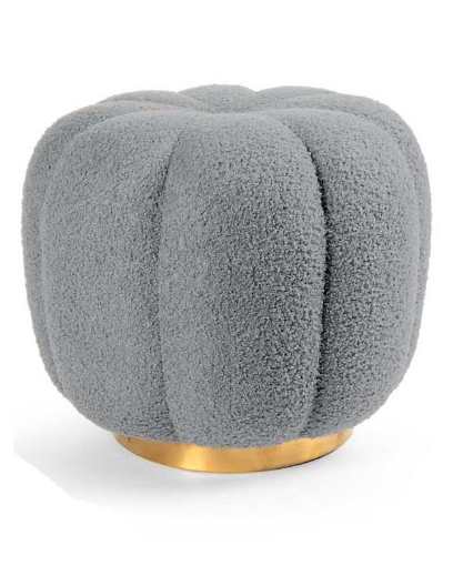 POUF TEDDY CONTENITORE CON BASE ORO 45X45X43 CM COLORE GRIGIO 