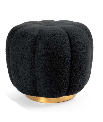 POUF TEDDY CONTENITORE CON BASE ORO 45X45X43 CM COLORE NERO 