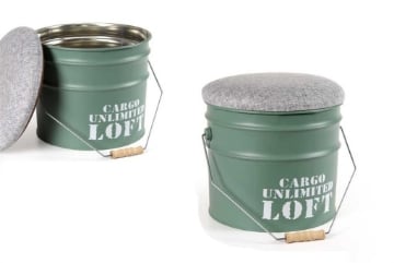 POUF VERDE CON STRUTTURA IN METALLO 30X25 CM OKX