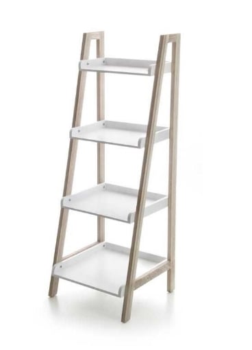 MAURY'S SCAFFALE IN LEGNO BIANCO DA BAGNO CON 4 RIPIANI 36X35X100 CM