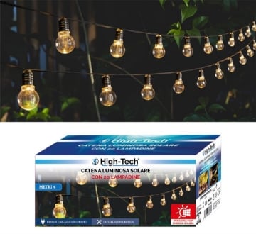HIGH-TECH CATENA LUMINOSA AD ENERGIA SOLARE 20 LAMPADINE LUNGHEZZA 4 MT