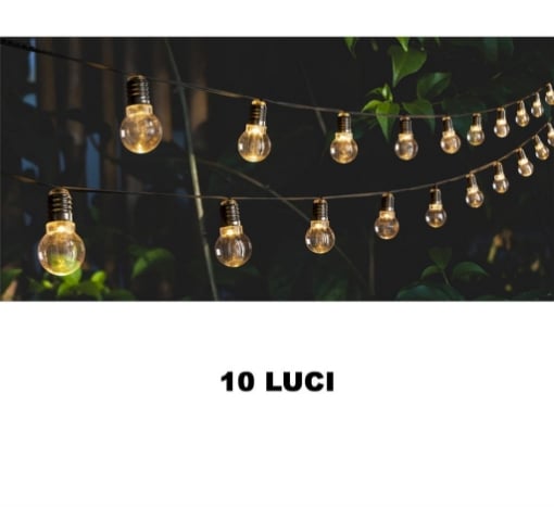 HIGH-TECH CATENA LUMINOSA AD ENERGIA SOLARE DA 10 LAMPADIN 5 CM LUNGHEZZA 2 MT