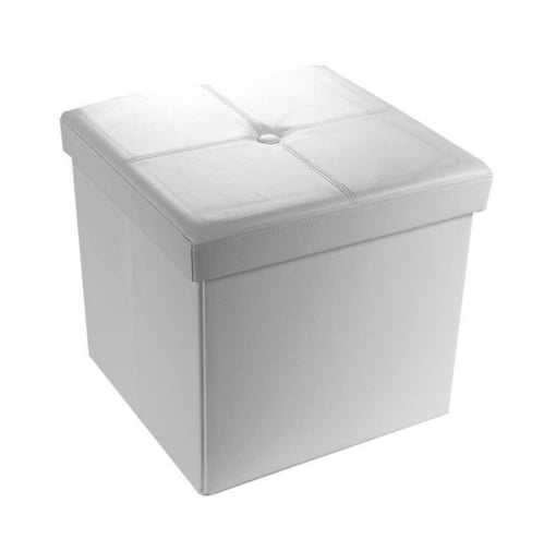 POUF CONTENITORE IMBOTTITO QUADRATO 40X40 CM COLORE BIANCO  OKX