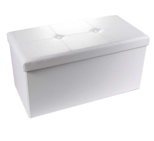 POUF CONTENITORE IMBOTTITO RETTANGOLARE 80X40 CM COLORE BIANCO OKX