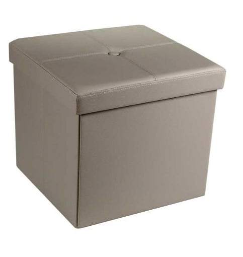 POUF CONTENITORE IMBOTTITO QUADRATO 40X40 CM COLORE TORTORA 