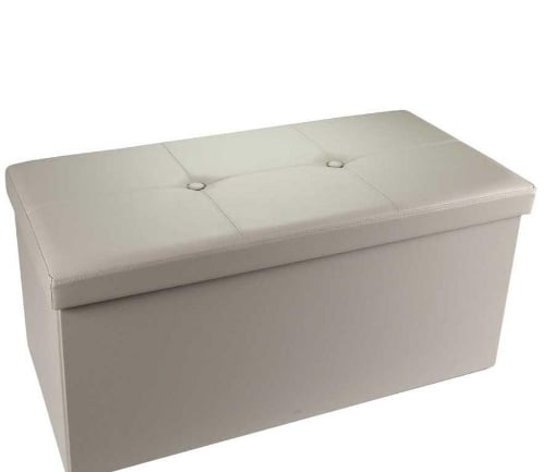 POUF CONTENITORE IMBOTTITO RETTANGOLARE 80X40 CM COLORE TORTORA 