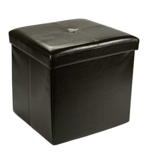 POUF CONTENITORE IMBOTTITO QUADRATO 40X40 CM COLORE NERO OKX