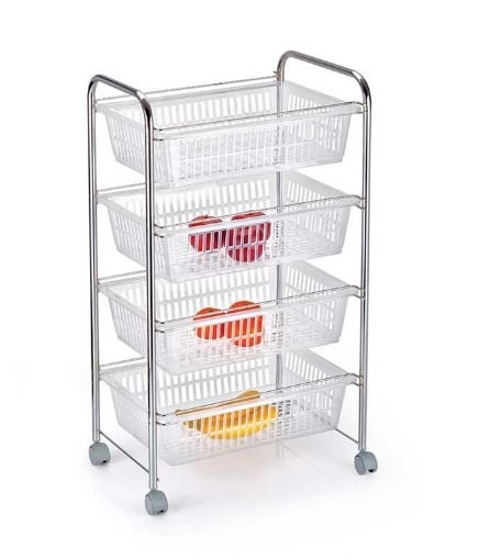 CARRELLO DA CUCINA PORTAFRUTTA 4 CASSETTI 36X47X82 CM COLORE BIANCO