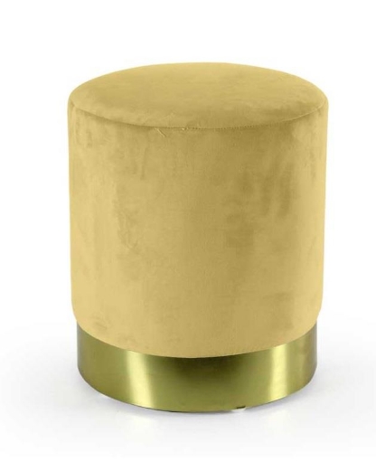 POUF DA ARREDO VELLUTATO TONDO CON FONDO ORO 40X41 CM COLORE SENAPE