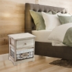 CASSETTIERA IN LEGNO DECORATA CON 2 CASSETTI 37X27X42 CM BIANCO E NATURALE 