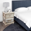 CASSETTIERA IN LEGNO DECORATA CON 2 CASSETTI 37X27X42 CM BIANCO E NATURALE 