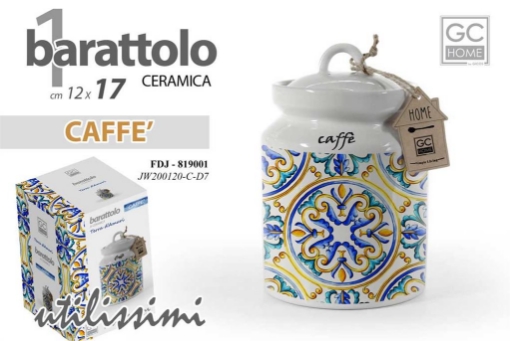 BARATTOLO STILE SICILIANO IN CERAMICA PER CAFFE' 12 X 17 CM