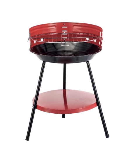BARBECUE TONDO 4 POSIZIONI DI COTTURA 36X55H CM GRIGLIA RIMOVIBILE CROMATA OKX
