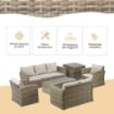 OUTSUNNY SET MOBILI DA GIARDINO 6 PEZZI IN RATTAN CON DIVANI, POLTRONE E TAVOLI CONTENITORE, BEIGE